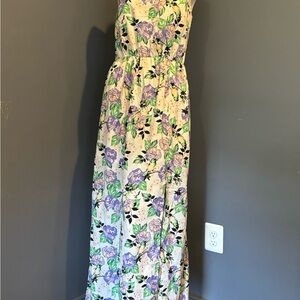 Floral Maxi Dress in Cream and Purple